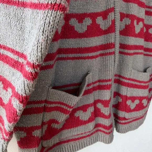 Disneyland Spirit Jersey Gray and Red Knit Zip-Up Sweater